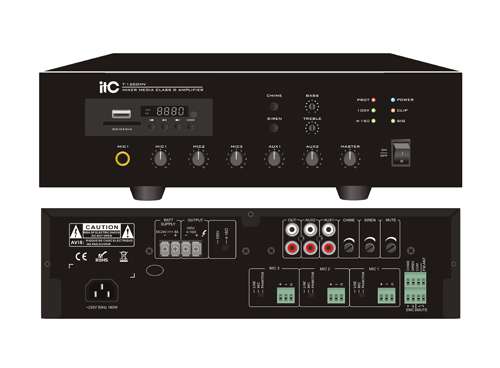 Amply mixer kĩ thuật số để bàn hỗ trợ nguồn DC 24V ITC T-120DMV